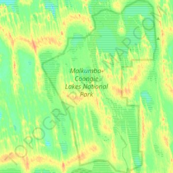 Mapa topográfico Malkumba-Coongie Lakes National Park, altitud, relieve