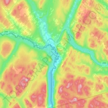 Mapa topográfico Rivière-Bleue, altitud, relieve