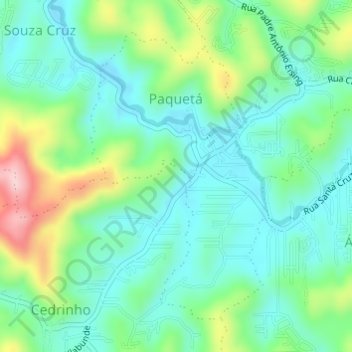 Mapa topográfico Paquetá, altitud, relieve