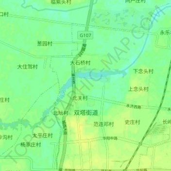 Mapa topográfico 双塔街道, altitud, relieve