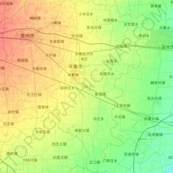 Mapa topográfico 辛集市, altitud, relieve