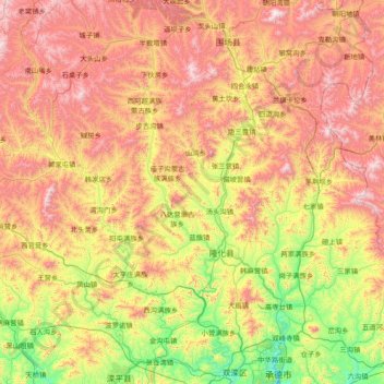 Mapa topográfico 隆化县, altitud, relieve