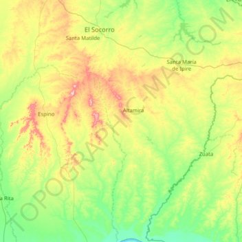 Mapa topográfico Parroquia El Socorro, altitud, relieve