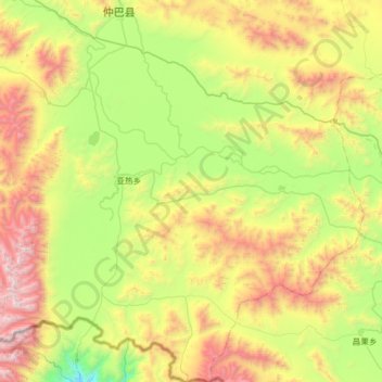 Mapa topográfico 亚热乡, altitud, relieve