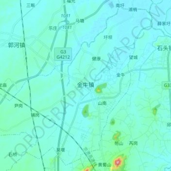 Mapa topográfico 金牛镇, altitud, relieve