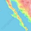 Mapa topográfico Lower California Peninsula, altitud, relieve