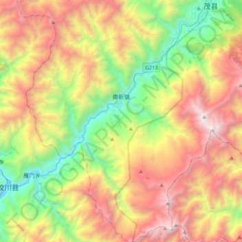 Mapa topográfico 南新镇, altitud, relieve