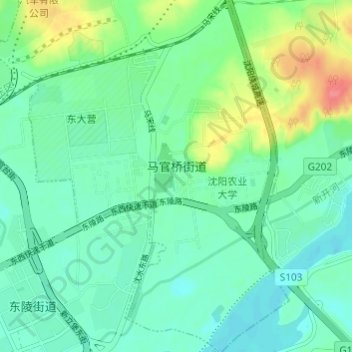 Mapa topográfico 马官桥街道, altitud, relieve