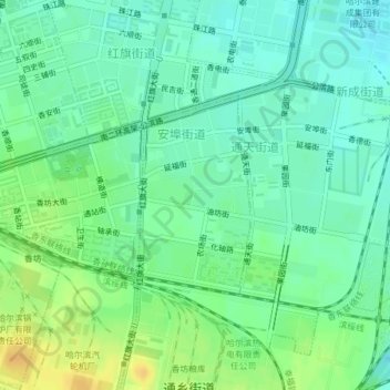 Mapa topográfico 安埠街道, altitud, relieve