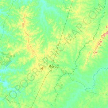 Mapa topográfico Gurupi, altitud, relieve