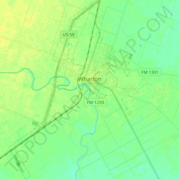 Mapa topográfico Wharton, altitud, relieve
