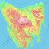 Mapa topográfico Tasmania, altitud, relieve