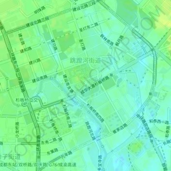 Mapa topográfico 跳蹬河街道, altitud, relieve