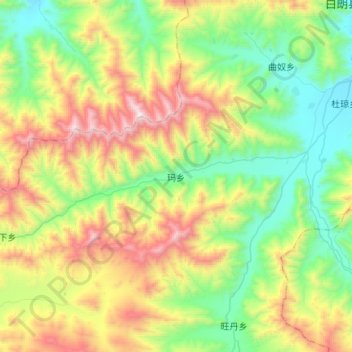 Mapa topográfico 玛乡, altitud, relieve