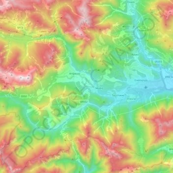 Mapa topográfico Socchieve, altitud, relieve