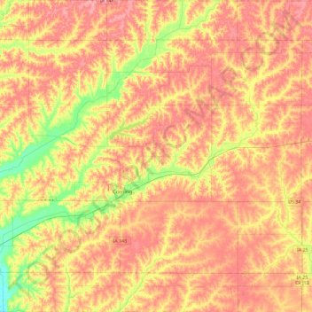 Mapa topográfico Adams County, altitud, relieve