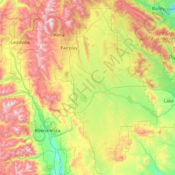 Mapa topográfico South Park, altitud, relieve
