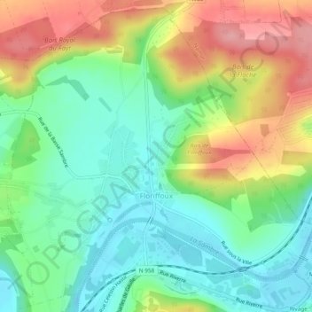 Mapa topográfico Floriffoux, altitud, relieve