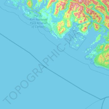 Mapa topográfico Pacific Rim National Park Reserve of Canada, altitud, relieve