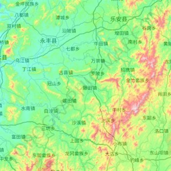 Mapa topográfico 永丰县, altitud, relieve