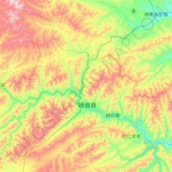 Mapa topográfico 玛艾镇, altitud, relieve