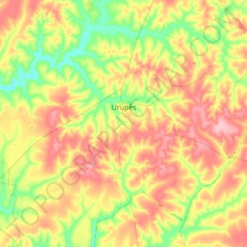 Mapa topográfico Urupês, altitud, relieve
