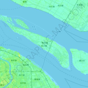 Mapa topográfico 长兴镇, altitud, relieve