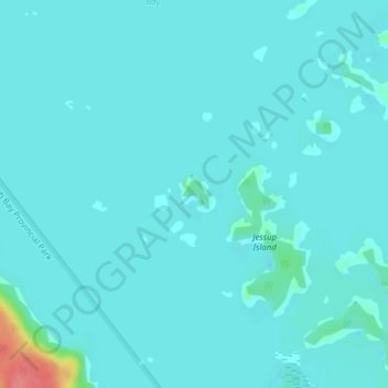 Mapa topográfico Richardson Island, altitud, relieve