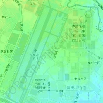 Mapa topográfico 成飞公园, altitud, relieve