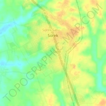 Mapa topográfico Sorek, altitud, relieve