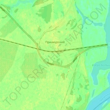 Mapa topográfico Приамурский, altitud, relieve
