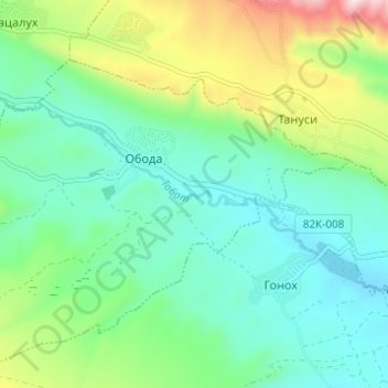 Mapa topográfico Тобот, altitud, relieve