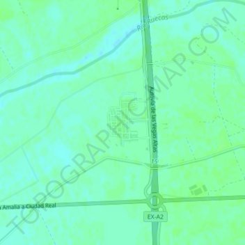 Mapa topográfico Ruecas, altitud, relieve