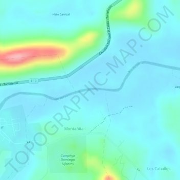 Mapa topográfico Río Yuruarí, altitud, relieve