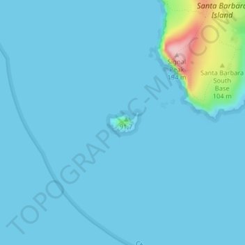 Mapa topográfico Sutil Island, altitud, relieve