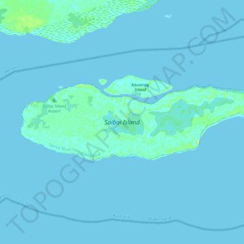 Mapa topográfico Saibai Island, altitud, relieve