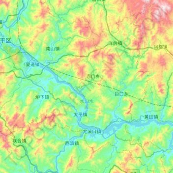 Mapa topográfico 闽江, altitud, relieve