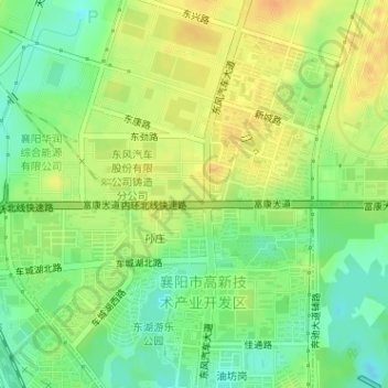 Mapa topográfico 高新区汉江国投运动公园, altitud, relieve