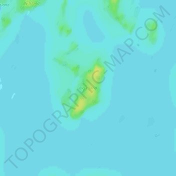 Mapa topográfico Big Island, altitud, relieve