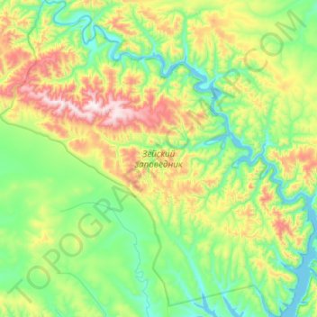 Mapa topográfico Зейский заповедник, altitud, relieve