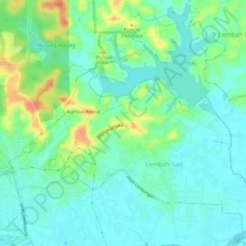 Mapa topográfico Kelurahan Lembah Sari, altitud, relieve