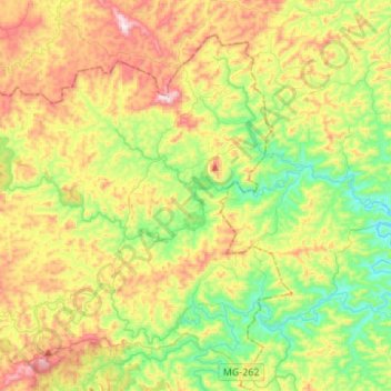 Mapa topográfico Rio Gualaxo do Norte, altitud, relieve