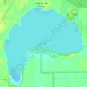Mapa topográfico Lake Ashby, altitud, relieve