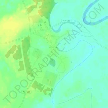 Mapa topográfico Чуртан, altitud, relieve