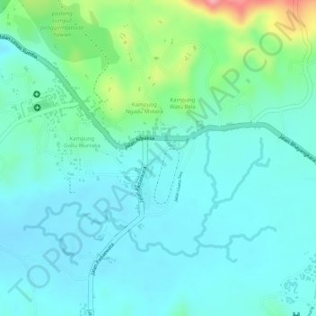 Mapa topográfico Taman Gelora, altitud, relieve