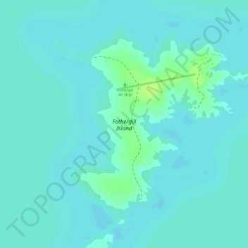 Mapa topográfico Fothergill Island, altitud, relieve