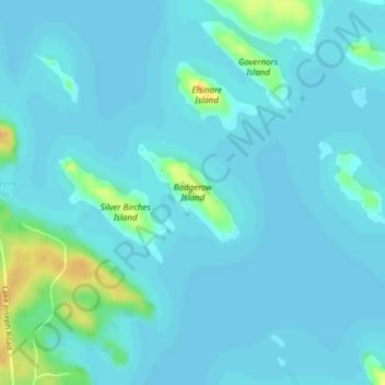 Mapa topográfico Badgerow Island, altitud, relieve