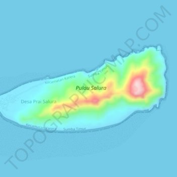 Mapa topográfico Pulau Halura, altitud, relieve