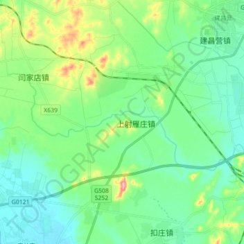 Mapa topográfico 凉水河, altitud, relieve