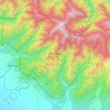 Mapa topográfico Mehao WLS, altitud, relieve